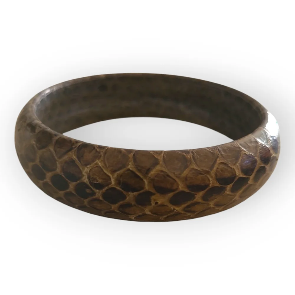 Brown Snake Skin Animal Print Chunky Bangle Bracelet Jewlery